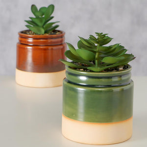 Boltze home kunstplant succulent in keramieken pot ø9,5xh14cm