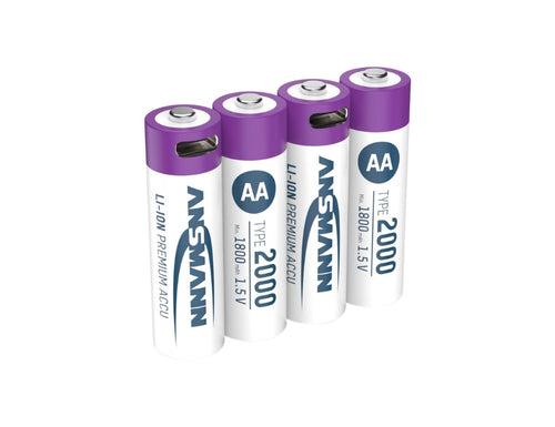 Ansmann oplaadbare aa batterijen - li-ion - incl. usb-c oplaadkabel - 4 stuks