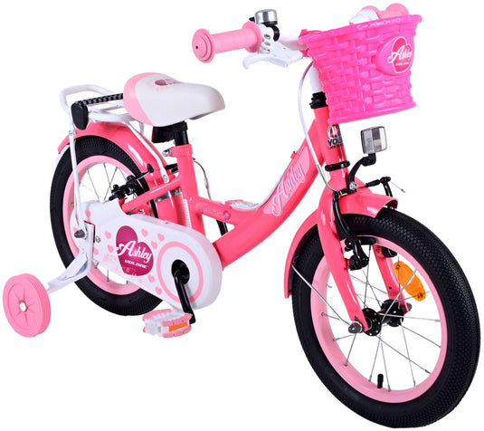 Volare Ashley Kinderfiets Meisjes 14 inch Roze Rood Twee Handremmen