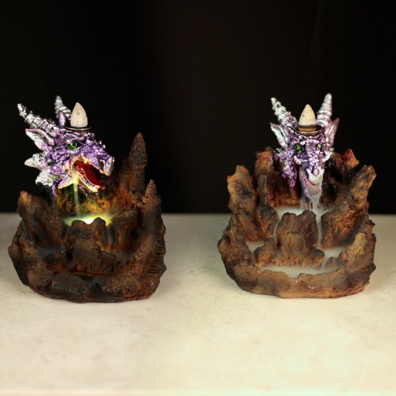 Load image into Gallery viewer, Paarse draak led backflow wierookhouder
