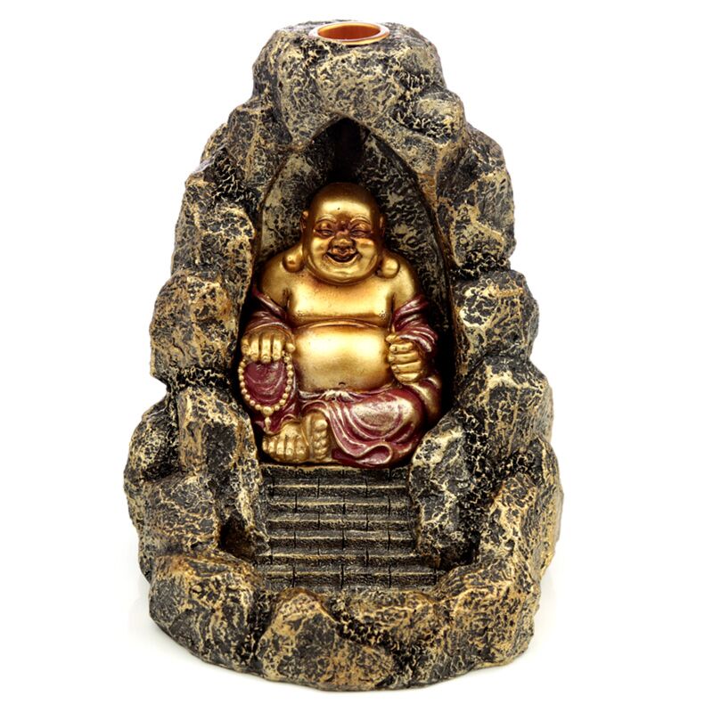 Load image into Gallery viewer, Chinese lachende boeddha backflow wierookhouder
