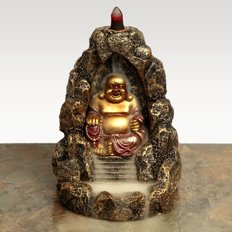Load image into Gallery viewer, Chinese lachende boeddha backflow wierookhouder
