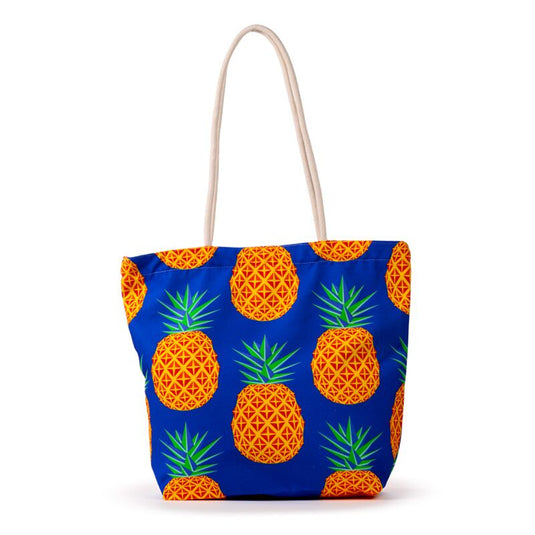 Pineapple print canvas strandtas