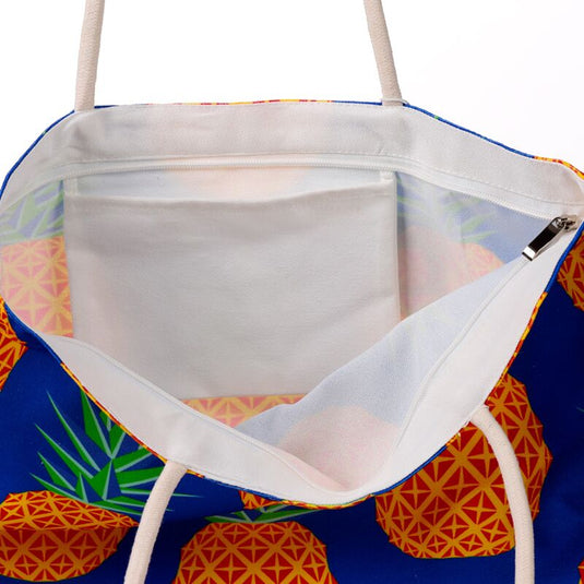 Pineapple print canvas strandtas