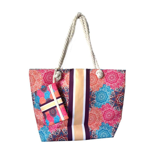 Meerkleurig mandala strandtas etui set