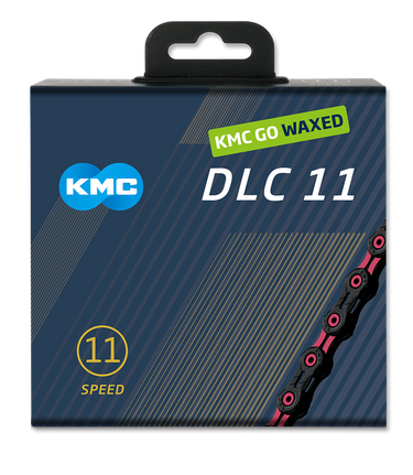 Kmc chain dlc 11 118l box waxed 11-speed black pink