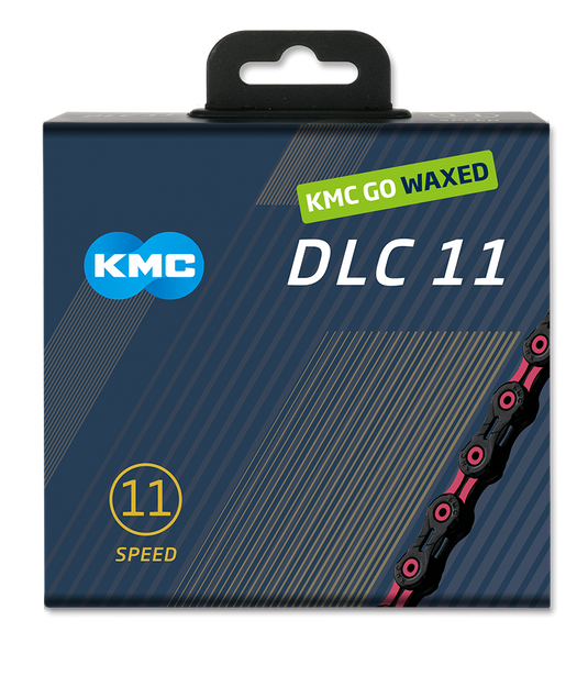 Kmc chain dlc 11 118l box waxed 11-speed black pink