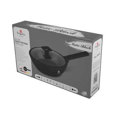 Berlingerhaus diepe koekenpan met deksel mat zwart 24cm