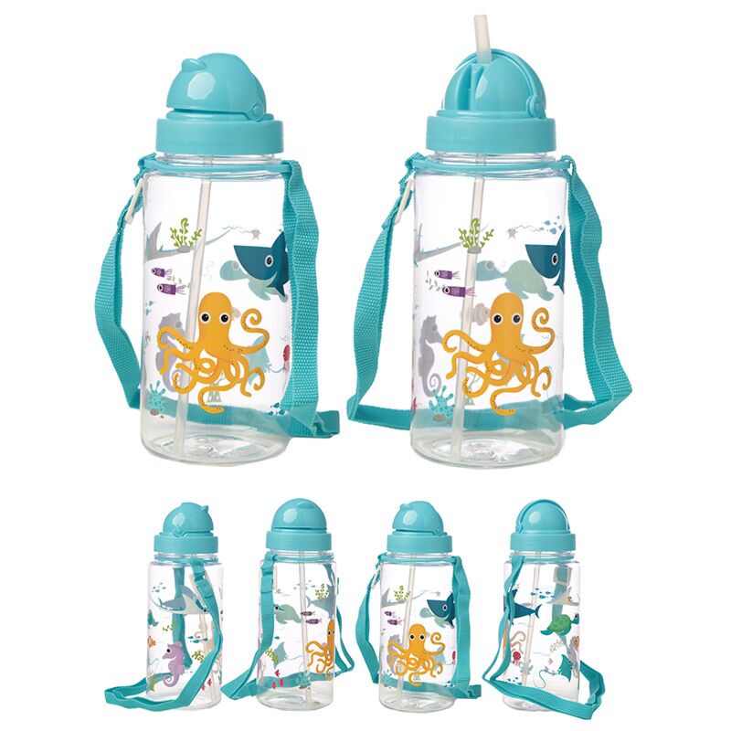 Load image into Gallery viewer, Zeedieren duurzame bpa-vrij 450ml kinder waterfles rietje
