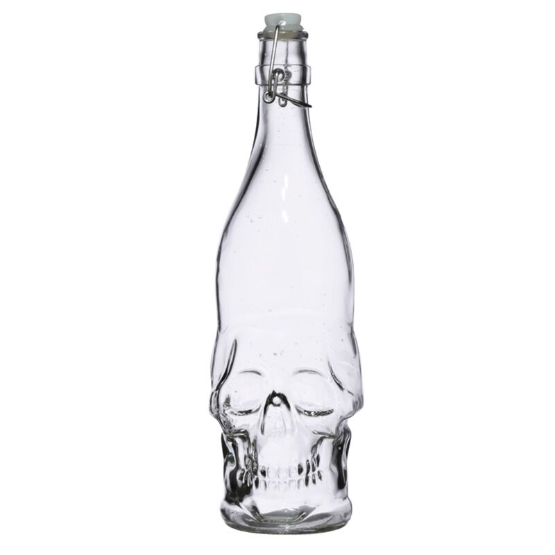 Load image into Gallery viewer, Schedelvormig duurzame glazen waterfles 1000ml koude dranken

