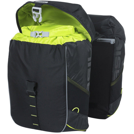 Basil dubbele fietstas miles 34 liter 13 x 26 x 35 cm (2x) - zwart lime