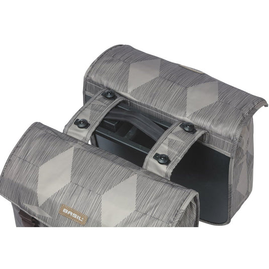 Basil dubbele fietstas elegance mik 40 - 49 liter - chateau taupe