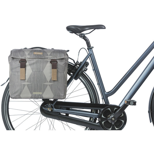 Basil dubbele fietstas elegance mik 40 - 49 liter - chateau taupe