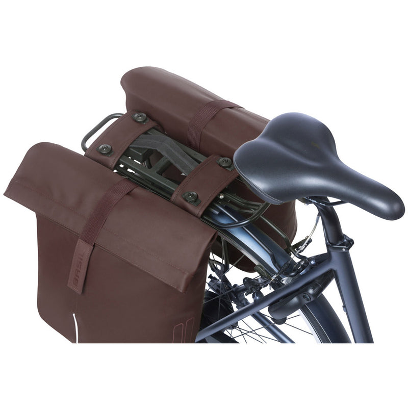 Afbeelding laden in galerijviewer, Basil dubbele fietstas city mik 28-32 liter - roasted brown
