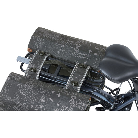Basil dubbele fietstas bohème mik 35 liter - zwart charcoal