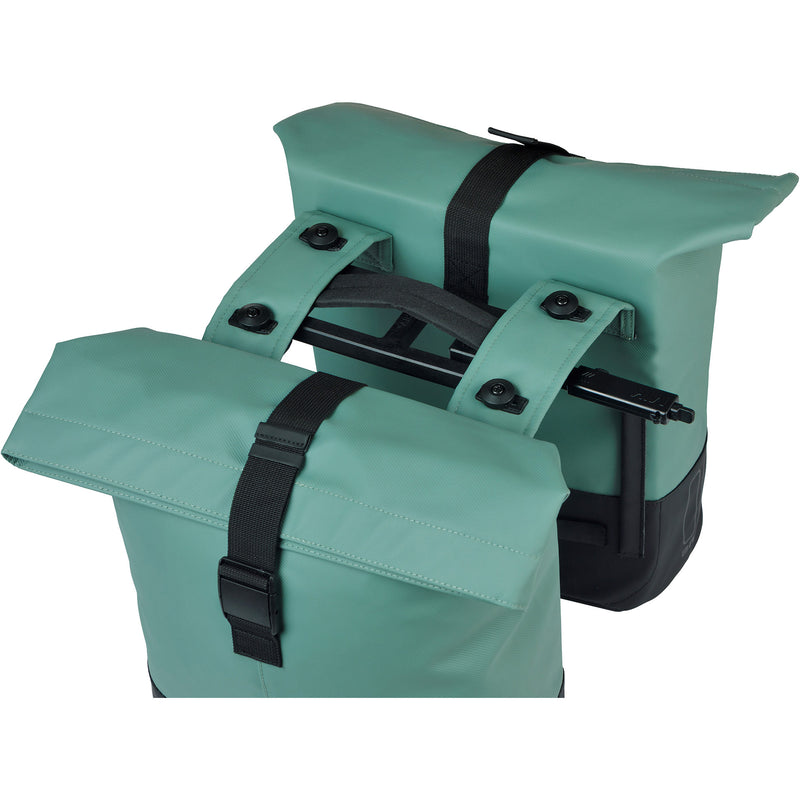 Load image into Gallery viewer, Basil b.v. dubbele fietstas cove mik 28-32l 14 x 29 x 36 cm - groen zwart
