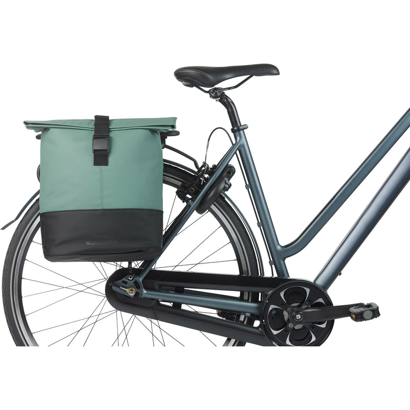 Load image into Gallery viewer, Basil b.v. dubbele fietstas cove mik 28-32l 14 x 29 x 36 cm - groen zwart
