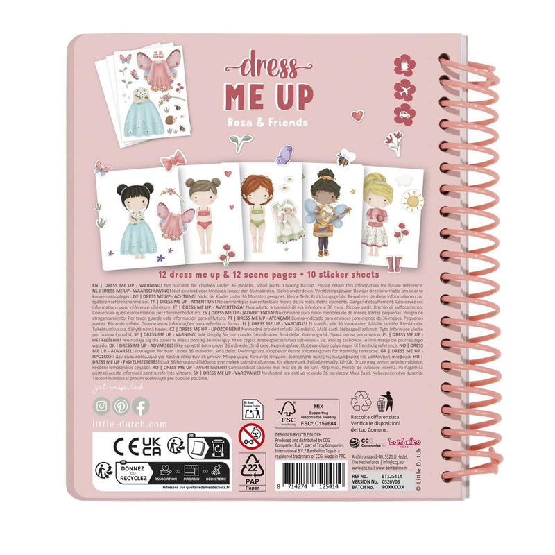 Load image into Gallery viewer, Little dutch sticker- en aankleedboek dress me up rosa friends - bambolino toys cadeau tip
