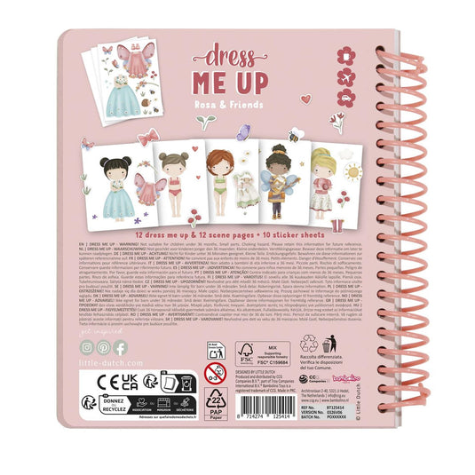 Little dutch sticker- en aankleedboek dress me up rosa friends - bambolino toys cadeau tip