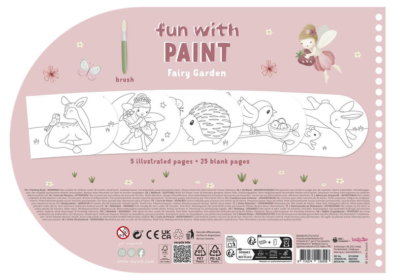 Load image into Gallery viewer, Little dutch verfboek fairy garden - knutselboek tekenen en schilderen, incl kwast en 4 kleuren verf - peuter kleuter - vakantieboek - speelgoed 3 jaar
