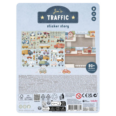 Little dutch stickerboekje jim friends - 90+ stickers met speelachtergrond - creatief speelgoed vanaf 3 jaar - verkeer