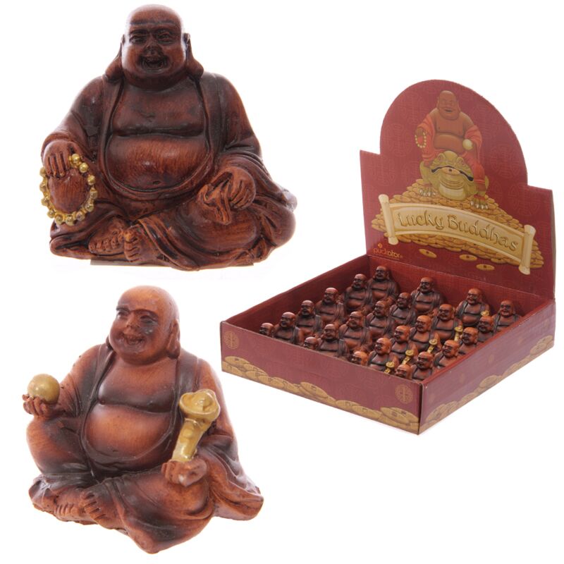 Load image into Gallery viewer, Mini hout-effect chinese lachende boeddha
