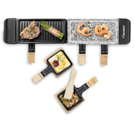Bestron ARG200BW Raclette met natuurgrillsteen en grillpla