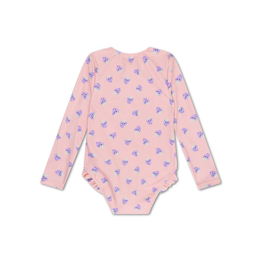 Blackberry | beige paars meisjes uv badpak met lange mouwen