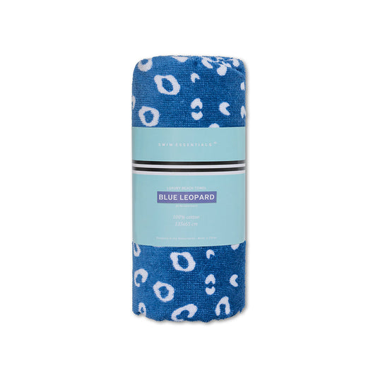 Leopard | blauwe katoenen handdoek 135 x 65 cm