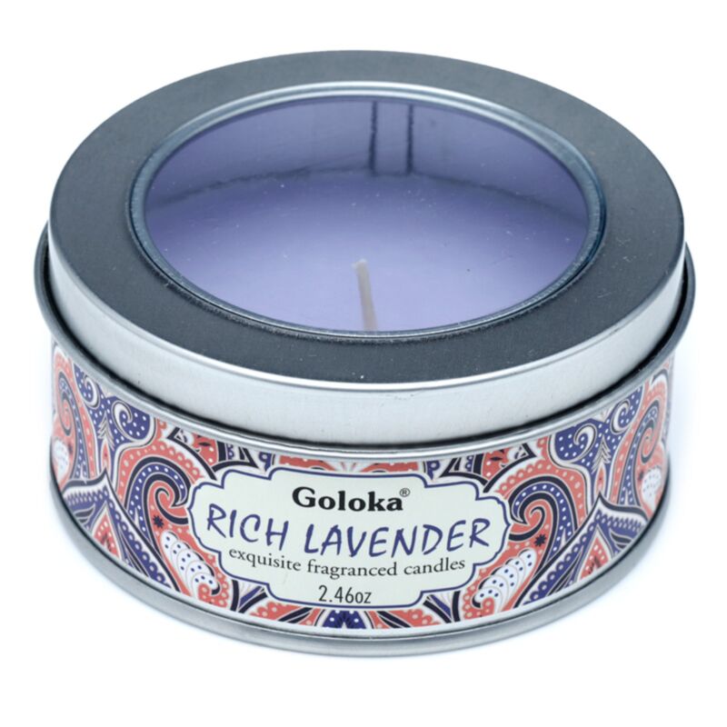 Load image into Gallery viewer, Goloka lavendel paraffine wax geurkaars in blik
