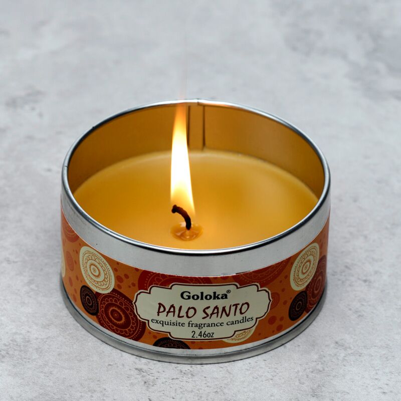 Load image into Gallery viewer, Goloka palo santo paraffine wax geurkaars in blik
