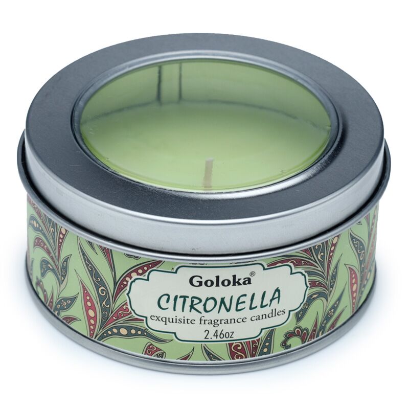 Load image into Gallery viewer, Goloka citronella paraffine wax geurkaars in blik
