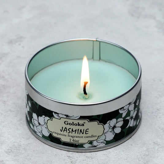 Goloka jasmijn paraffine wax geurkaars in blik