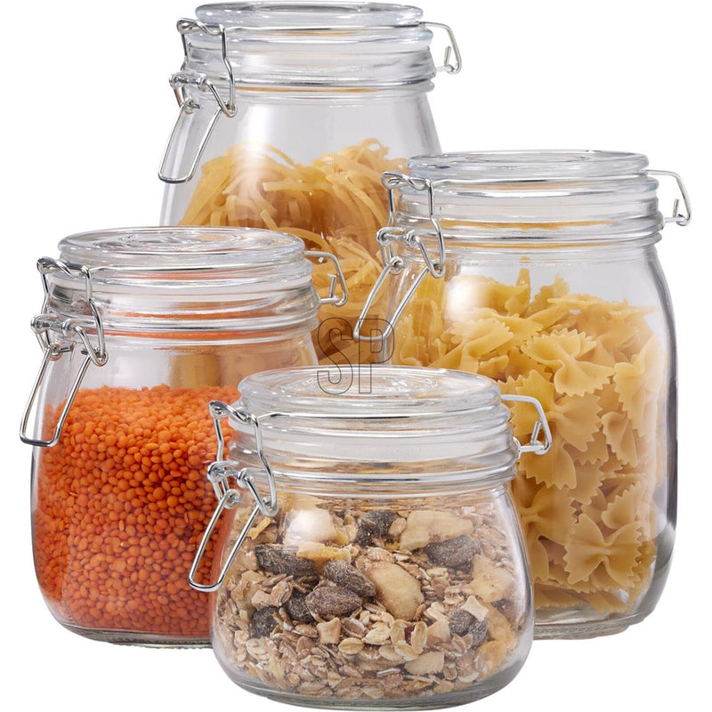 Afbeelding laden in galerijviewer, Excellent houseware voorraadpot glas set 4 stuks in doos
