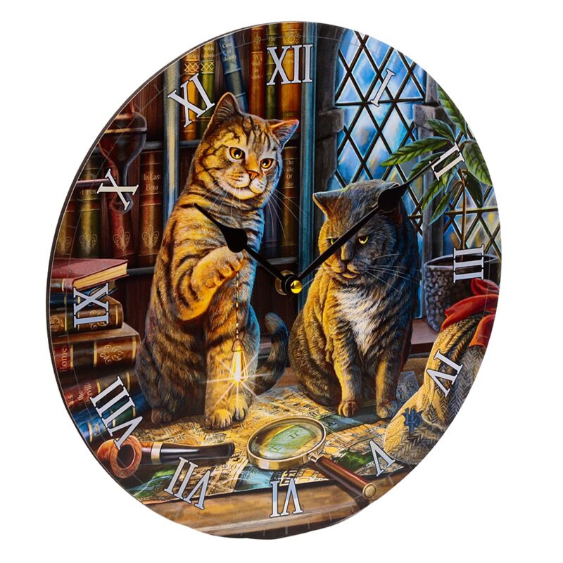 Load image into Gallery viewer, Lisa parker purrlock holmes kat bedrukte klok
