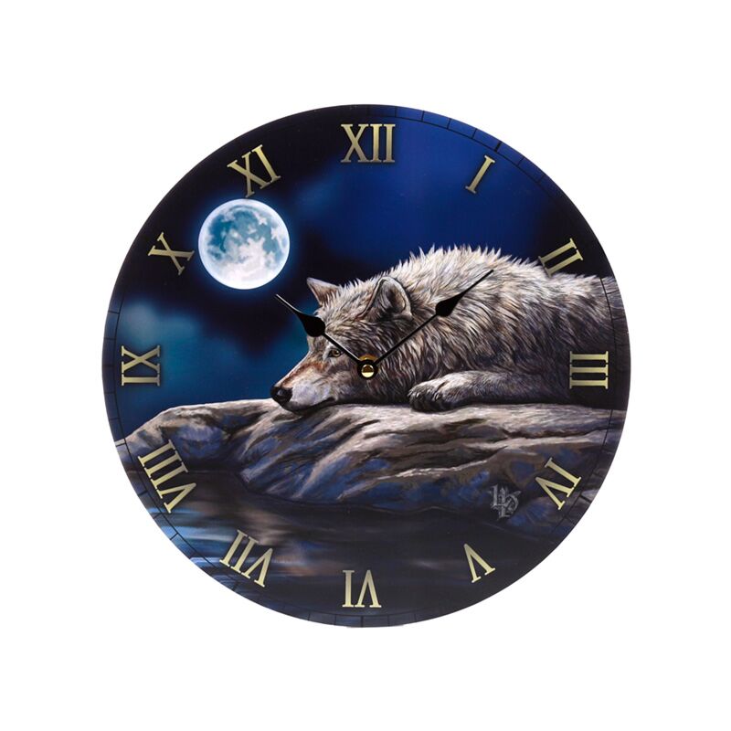 Load image into Gallery viewer, Lisa parker quiet reflection wolf bedrukte klok
