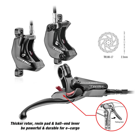 Tektro hd-e745 e-cargo auriga rechts hydraulisch remset met splitter