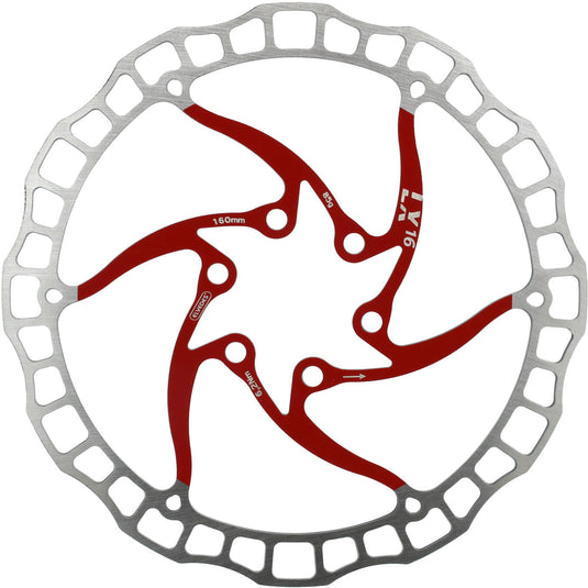 Elvedes one piece rotor 160mm 85g 6 gaats+bout rood 2015196