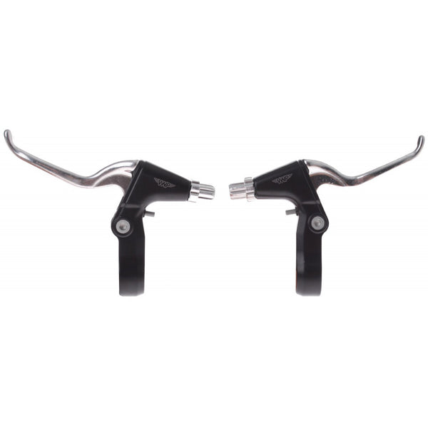 brake lever set V-brake 2-finger black/silver 2-piece