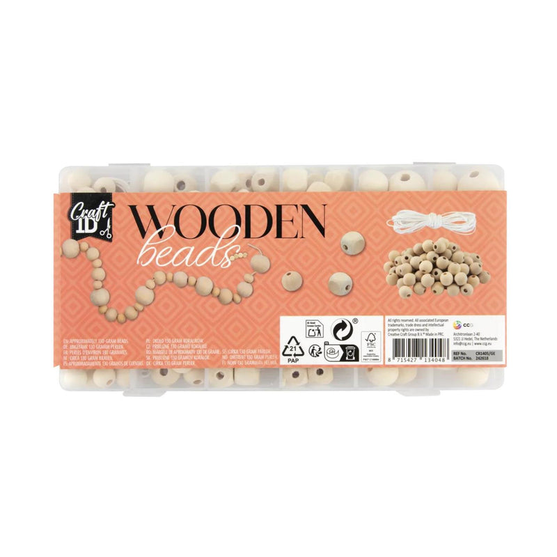 Load image into Gallery viewer, Craft id houten kralenset met koord, 130 gram
