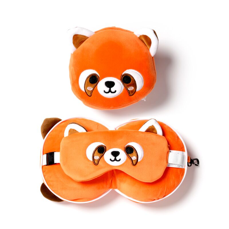 Load image into Gallery viewer, Ty relaxeazzz pluche rode panda rond reiskussen slaapmasker
