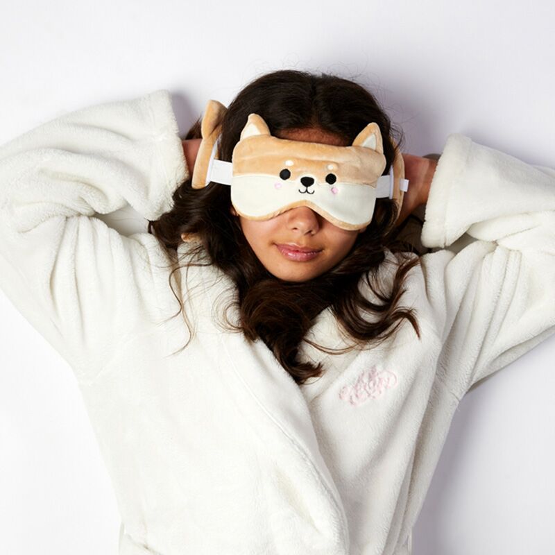 Load image into Gallery viewer, Ty relaxeazzz pluche shiba inu rond reiskussen slaapmask

