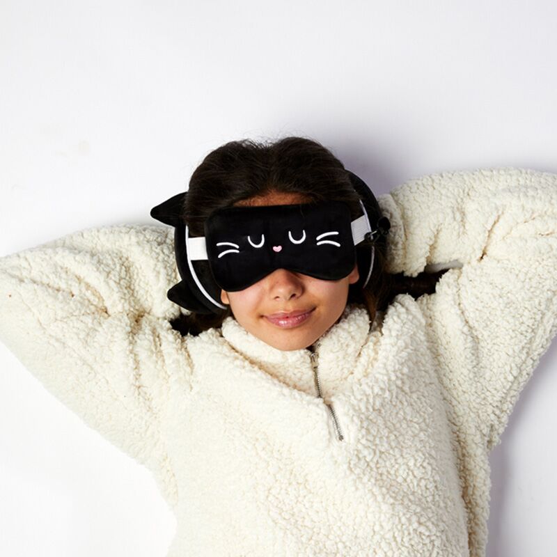Load image into Gallery viewer, Ty relaxeazzz feline fine rond reiskussen slaapmasker
