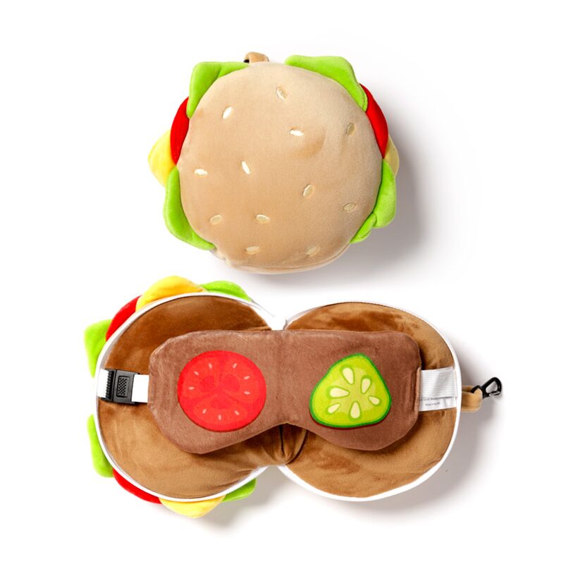 Load image into Gallery viewer, Ty relaxeazzz hamburger rond pluche reiskussen slaapmasker

