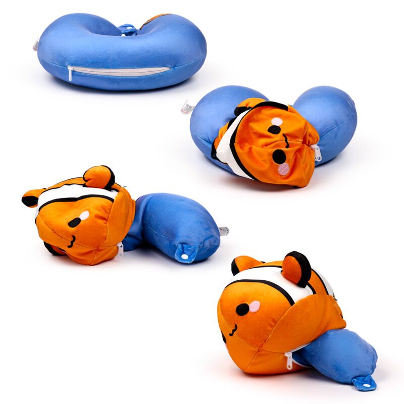 Load image into Gallery viewer, Swapseazzz adoramals clownvis 2-in-1 pluche reiskussen
