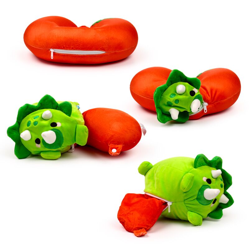 Load image into Gallery viewer, Swapseazzz adorasaurs dinosaurus 2-in-1 pluche reiskussen
