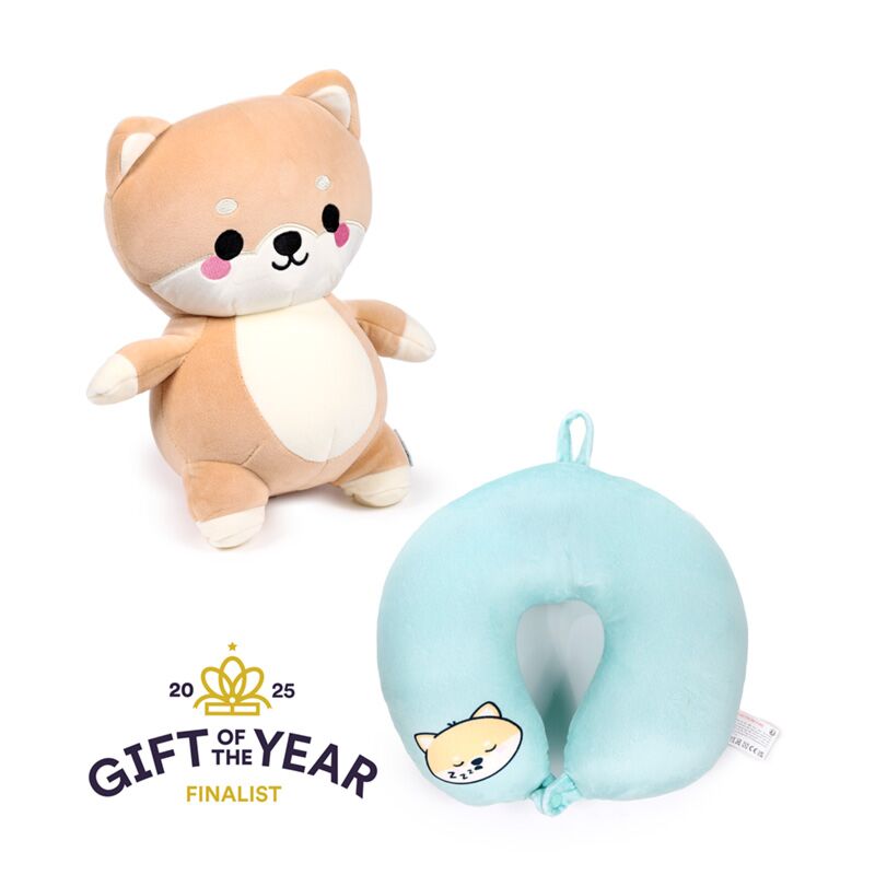 Load image into Gallery viewer, Swapseazzz adoramals shuggs de shiba inu 2-in-1 pluche reiskussen
