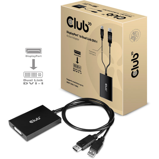 Club 3D DisplayPort to Dual Link DVI-I Active Adapter