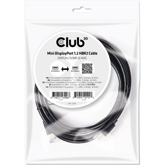 Club 3D Club 3D Mini DisplayPort 1.2 HBR2 kabel male-male