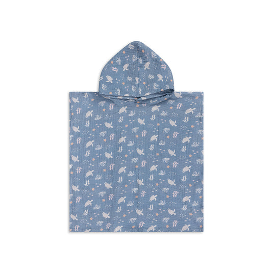 Coral bliss | meerkleurige hydrofiele strandponcho 52 x 52 cm